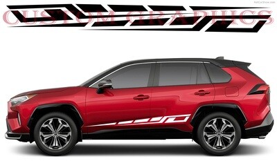 2X Side door stripe vinyl decal graphic sticker Kit Compatible with Rav4 Prime 2021