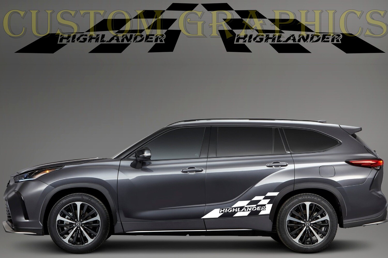Sport Side door sticker racing design Compatible with Highlander