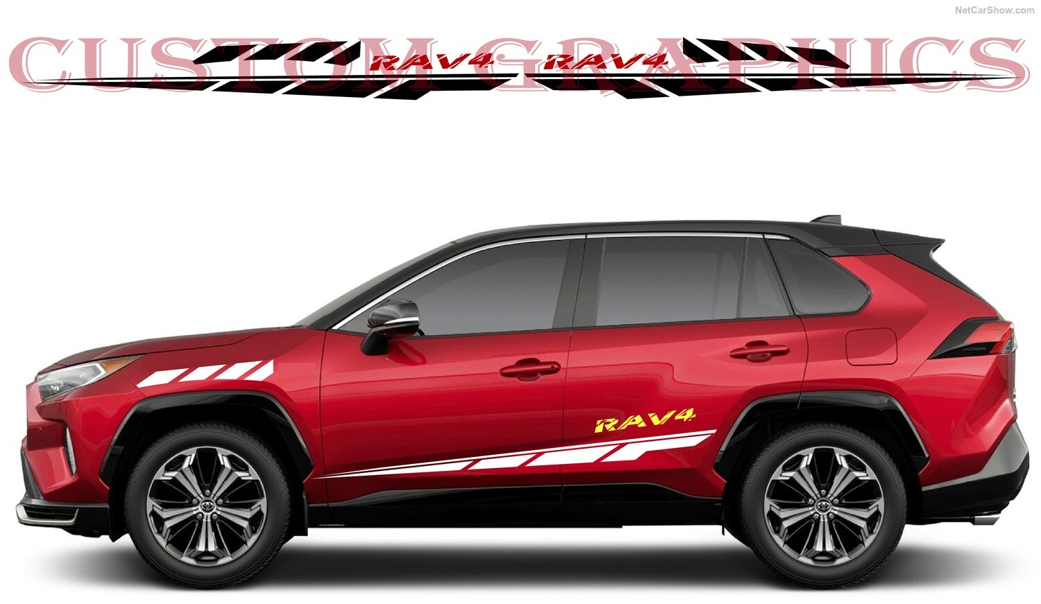 2x body decals side stripes Compatible with  Rav4 Prime 2021