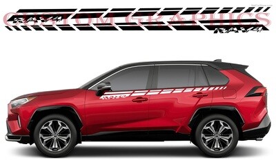 Set of Racing Side Stripes Decal Sticker Graphic Compatible with Rav4 Prime 2021