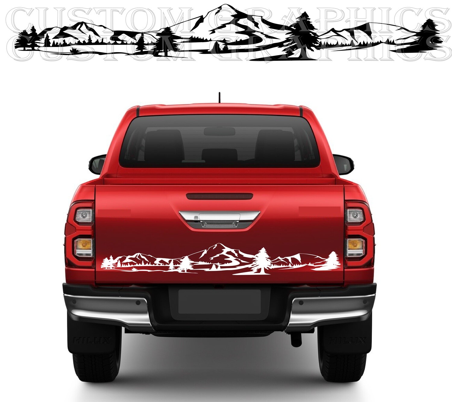 Tailgate Mountains Decal Stripe body kit  Compatible with Hilux