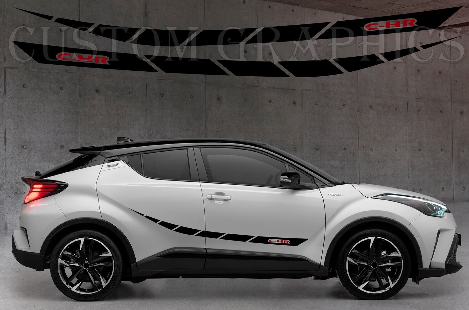 Pair of Sport Side Stripes Decal Sticker Vinyl Compatible with C-HR GR Sport