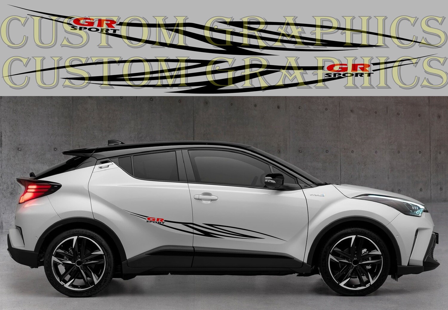 Set of Racing Side Stripes Decal Sticker Graphic Compatible with C-HR GR Sport