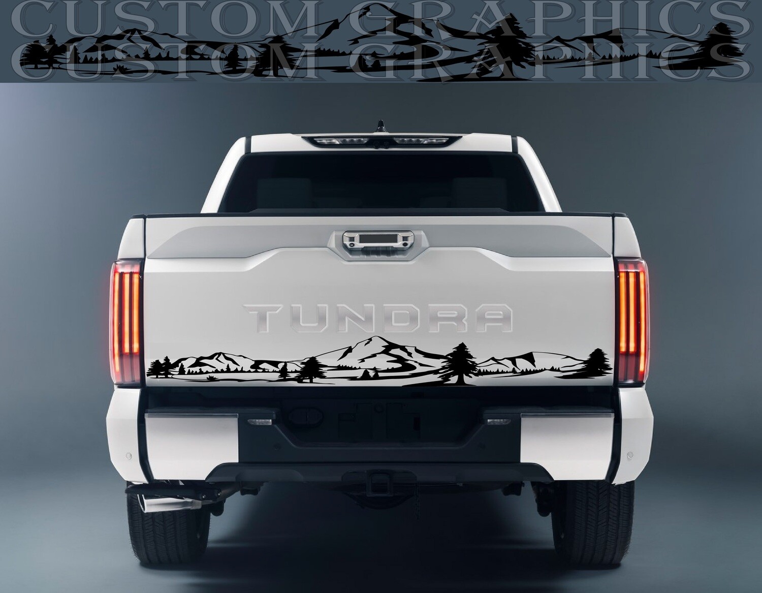 Tailgate Mountains Sticker Decal Compatible with Tundra 2022