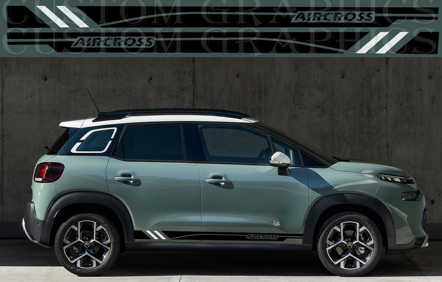 Set of Racing Side Stripes Decal Sticker Graphic Compatible with C3 Aircross 2022