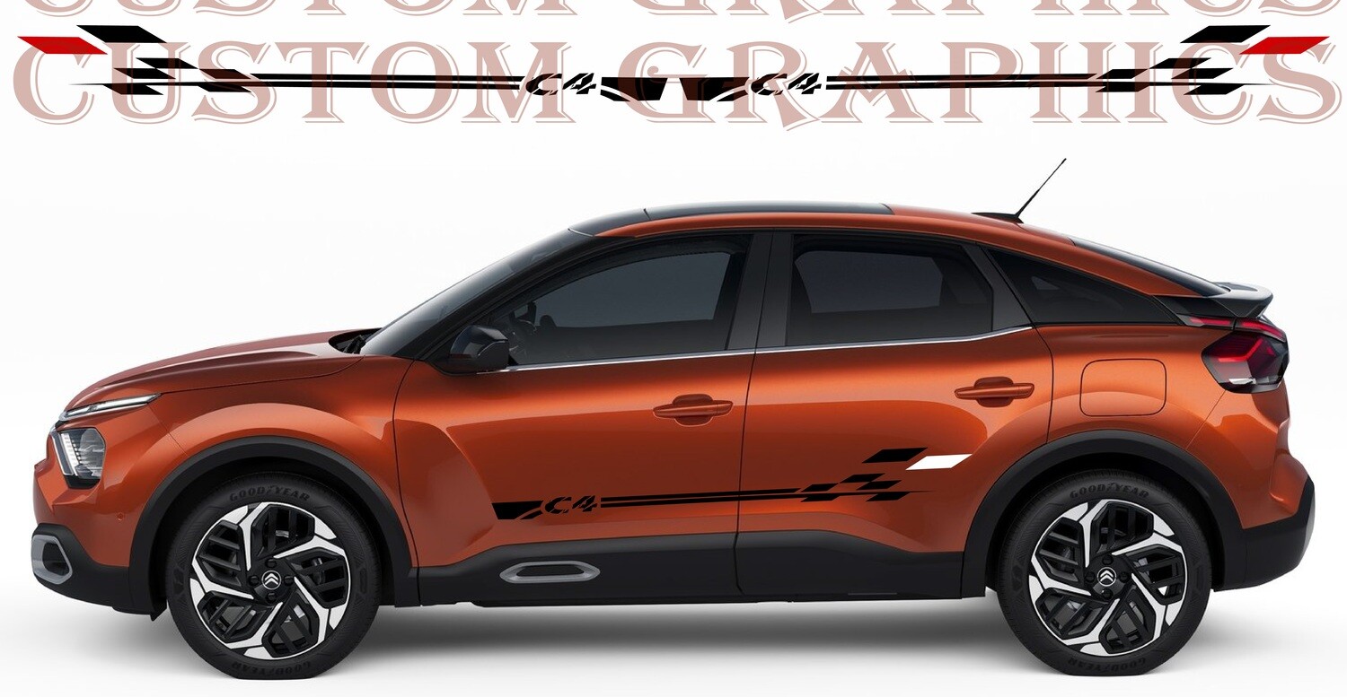 Sport Side door sticker racing design Compatible with C4