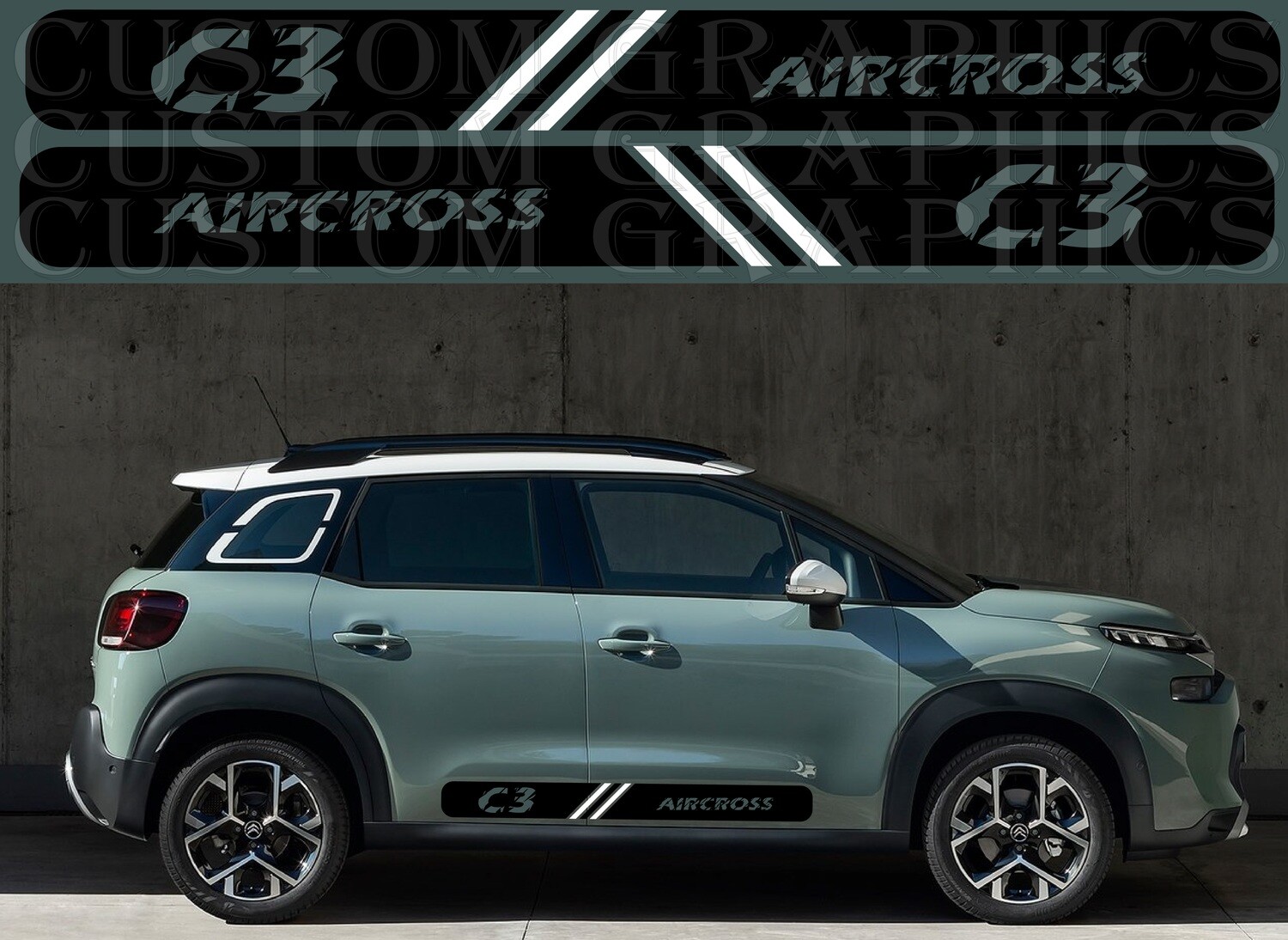 Sport Side door sticker racing design Compatible with C3 Aircross 2022