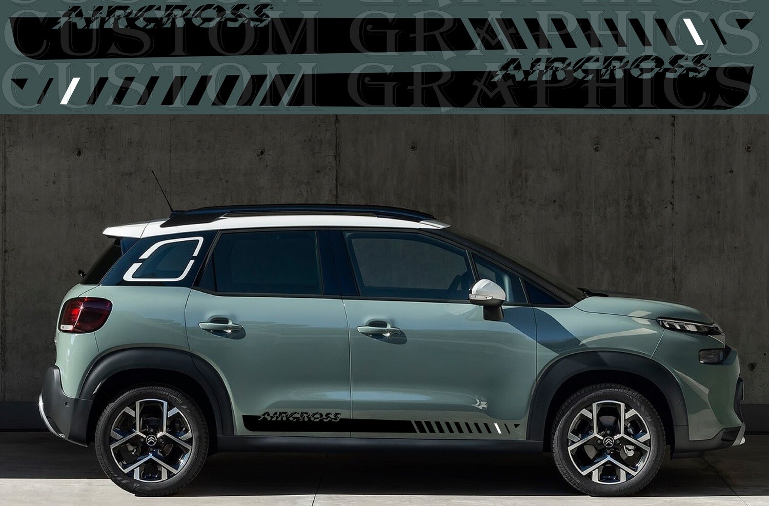 2X Side door stripe vinyl decal graphic sticker Kit Compatible with C3 Aircross 2022