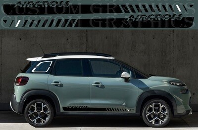 2X Side door stripe vinyl decal graphic sticker Kit Compatible with C3 Aircross 2022