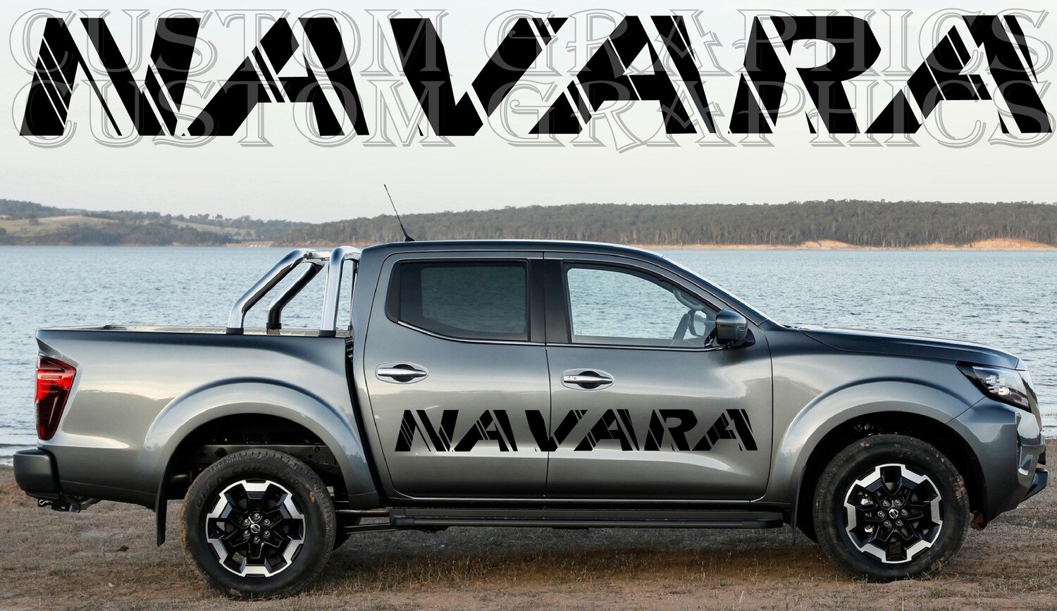 Set of Racing Side Stripes Decal Sticker Graphic Compatible with Nissan Navara Double Cab Pro-4x