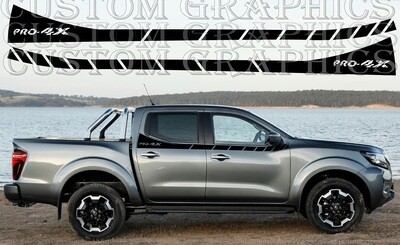 Pair of Sport Side Stripes Decal Sticker Vinyl Compatible with Nissan Navara Double Cab Pro-4x