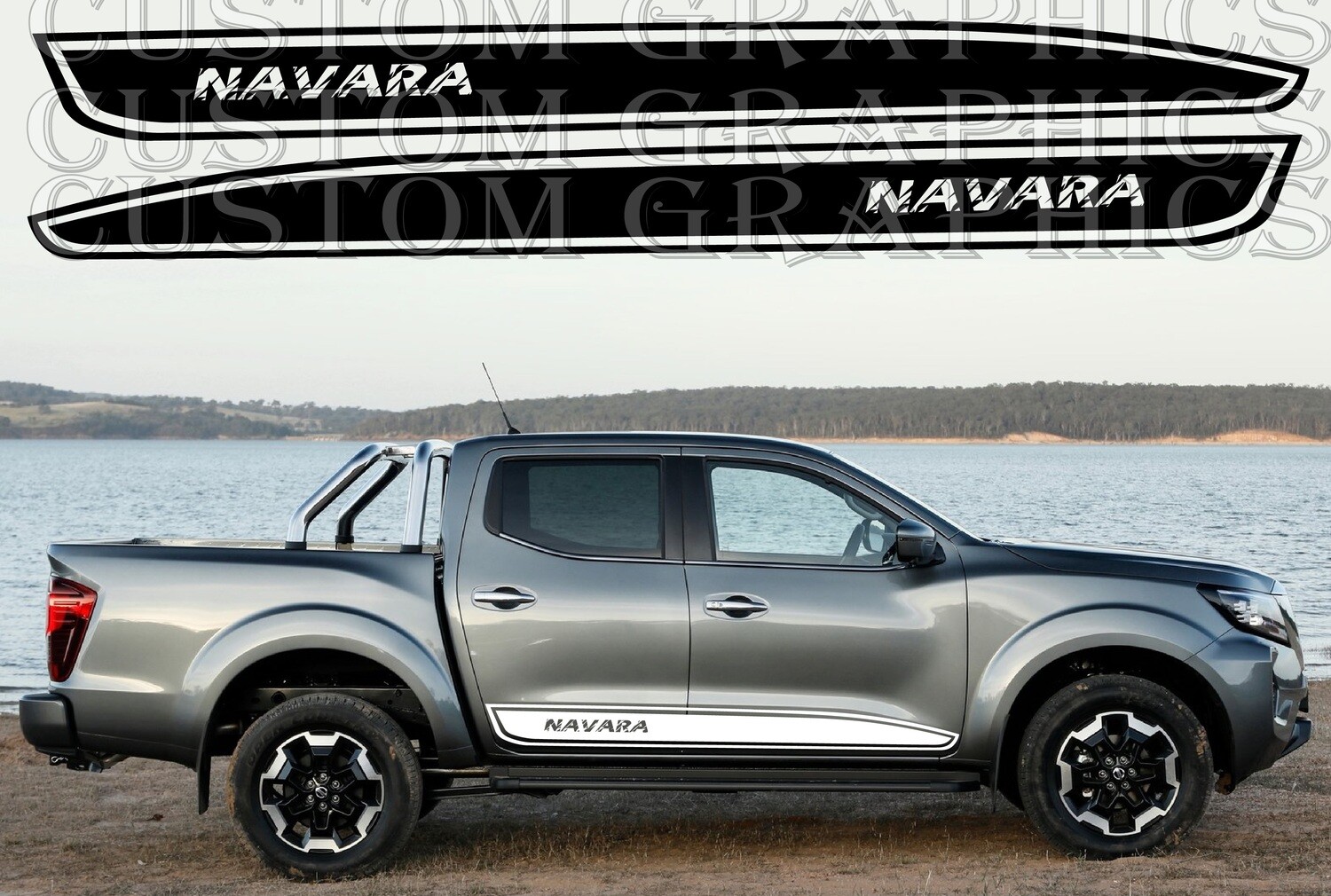 Decal Graphic Sticker Door Sport Stripe Kit Compatible with Nissan Navara Double Cab Pro-4x