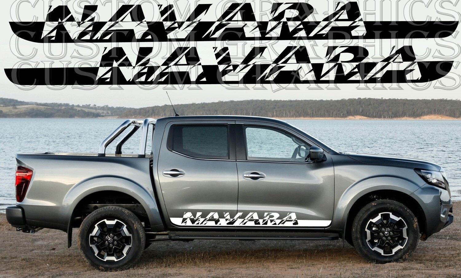 2x body decals side stripe sticker logo graphics Compatible with Nissan Navara Double Cab Pro-4x