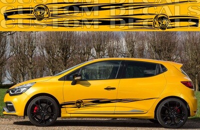 Set of Racing Side Stripes Decal Sticker Graphic Compatible with Clio