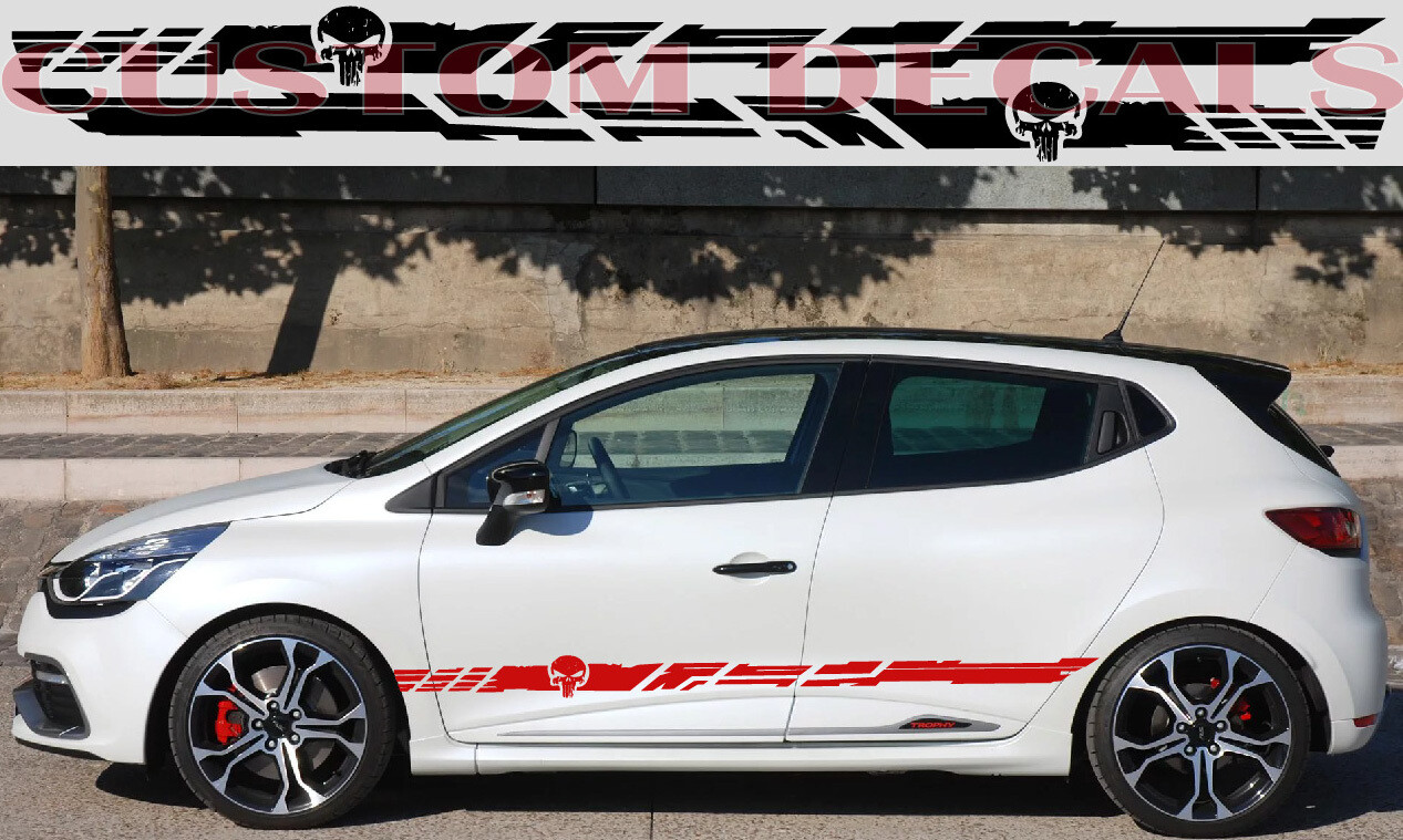 2X Side door stripe vinyl decal graphic sticker Kit Compatible with Clio