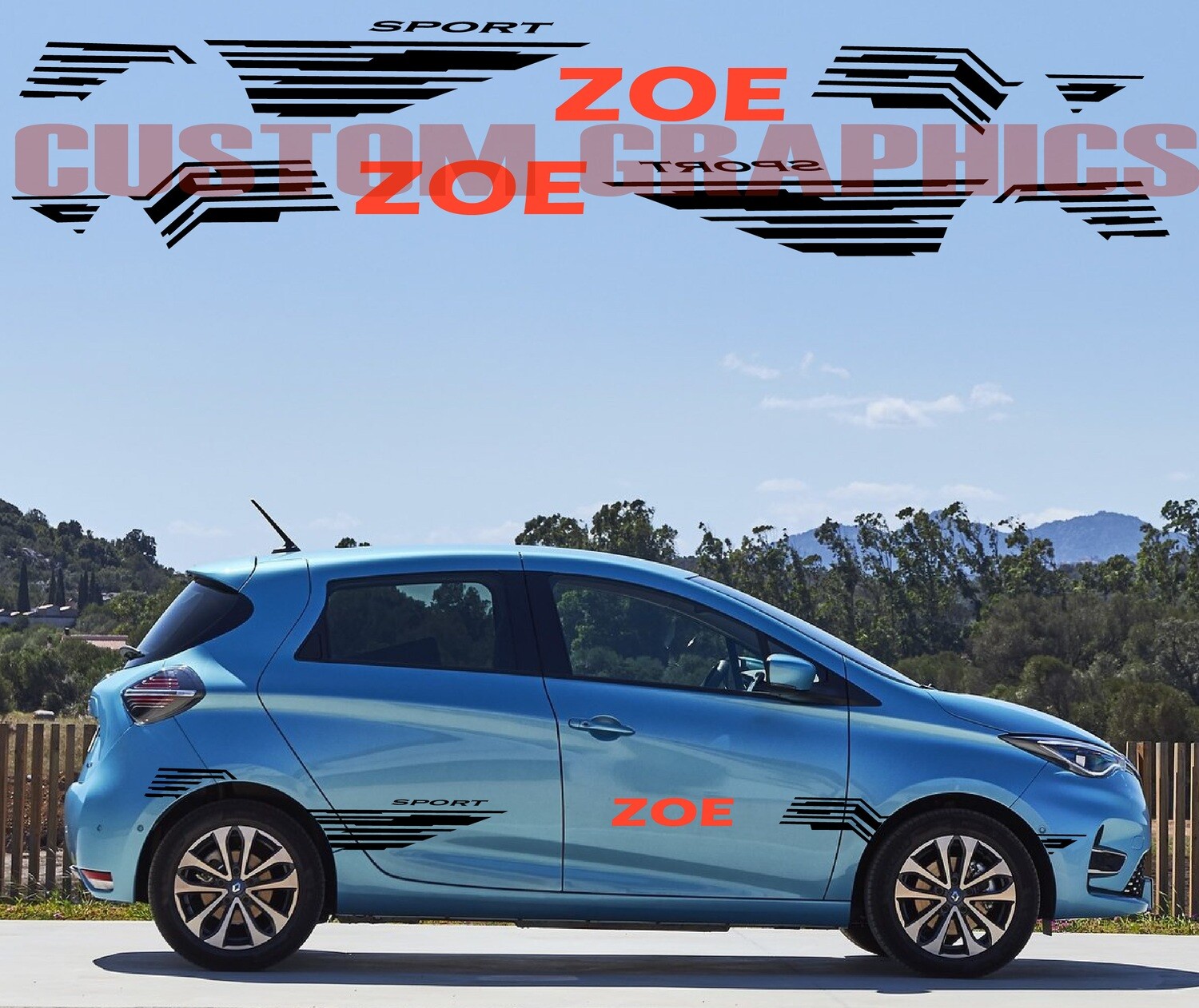 2x body decals side stripes Compatible with Zoe
