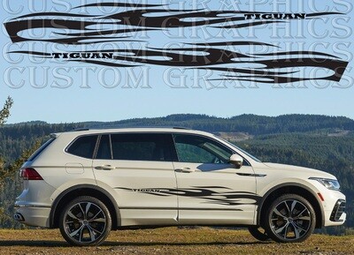 Set of Racing Side Stripes Decal Sticker Graphic Compatible with Tiguan