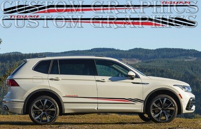 2X Side door stripe vinyl decal graphic sticker Kit Compatible with Tiguan