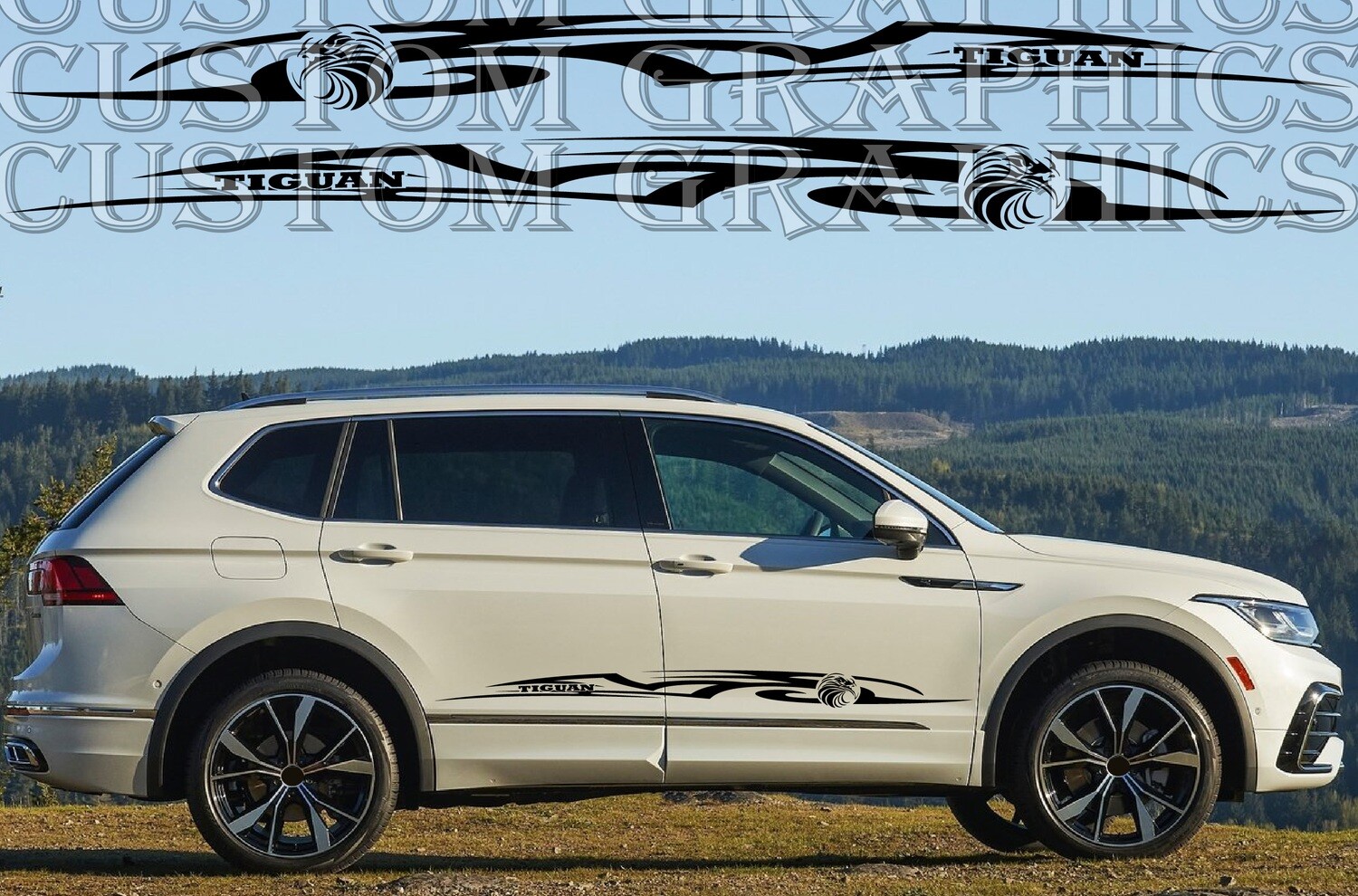 Pair of Sport Side Stripes Decal Sticker Vinyl Compatible with Tiguan