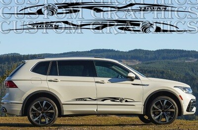 Pair of Sport Side Stripes Decal Sticker Vinyl Compatible with Tiguan