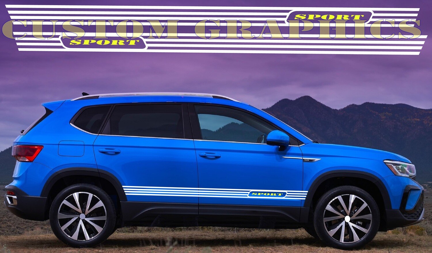 Pair of Sport Side Stripes Decal Sticker Vinyl Compatible with Taos