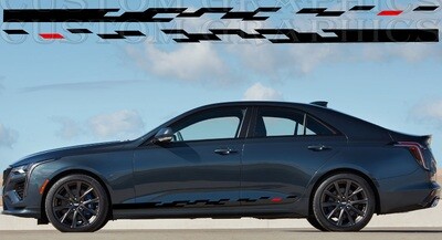 Set of Racing Side Stripes Decal Sticker Graphic Compatible with CT4-V