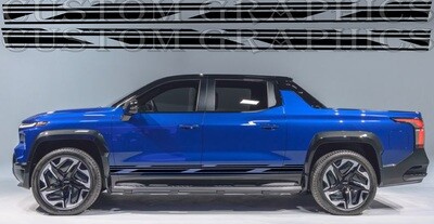 2X Side door stripe vinyl decal graphic sticker Kit Compatible with silverado ev rst