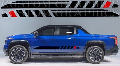 Pair of Sport Side Stripes Decal Sticker Vinyl Compatible with silverado ev rst