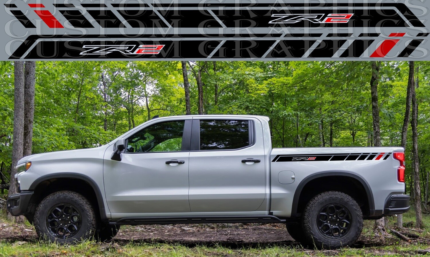 Custom Auto Vinyl Graphics Compatible with Silverado ZR2 Bison 2023