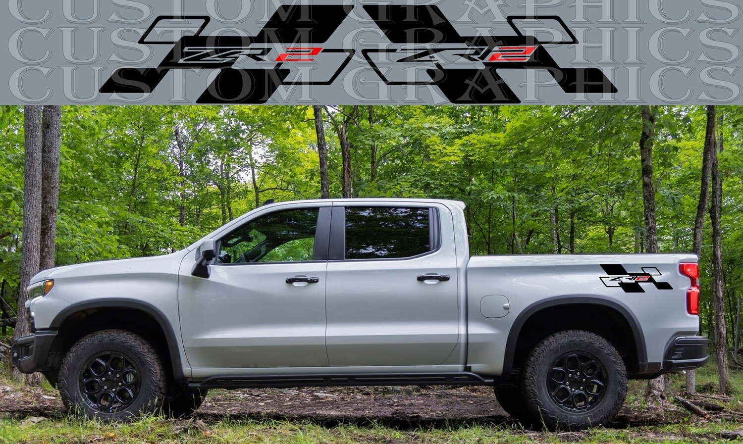 Decal Graphic Sticker Door Sport Stripe Kit Compatible with Silverado ZR2 Bison 2023