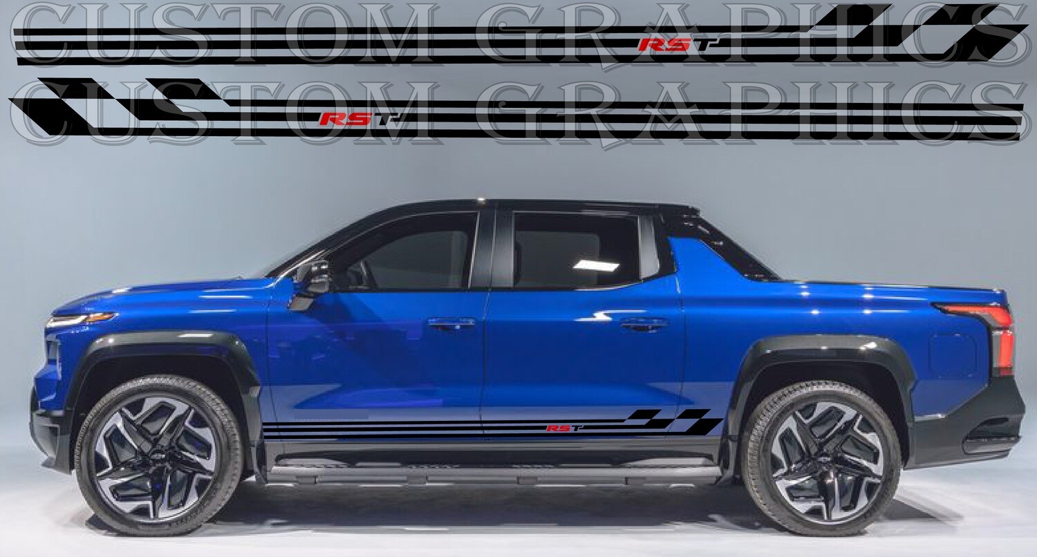 2x body decals side stripe sticker logo graphics vinyl high quality Compatible with silverado ev rst