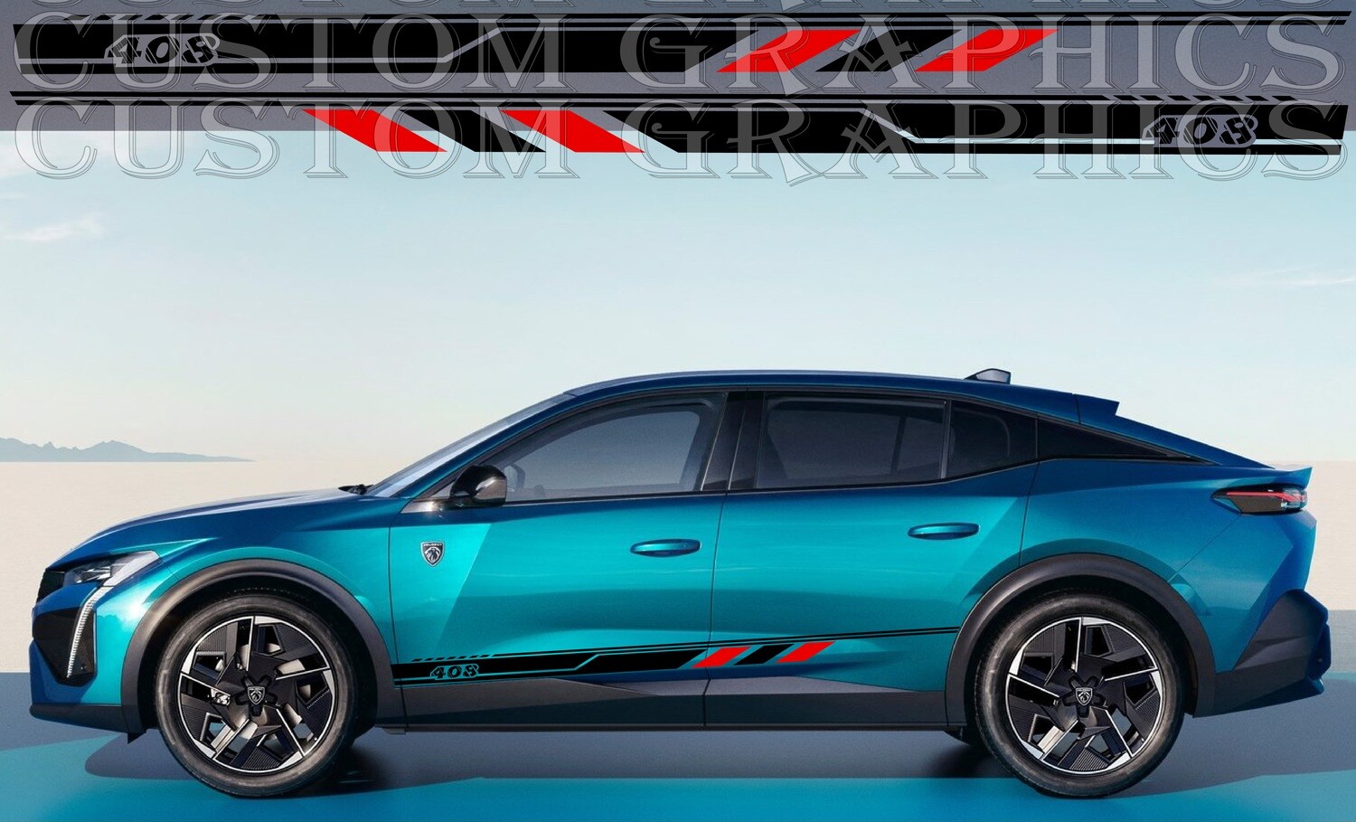 Set of Racing Side Stripes Decal Sticker Graphic Compatible with Peugeot 408 2022