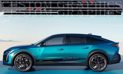 2X Side door stripe vinyl decal graphic sticker Kit Compatible with Peugeot 408 2022