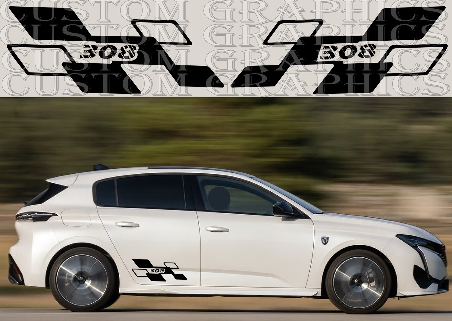 Decal Graphic Sticker Door Sport Stripe Kit Compatible with 308 SW 2022
