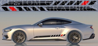 2X Side door stripe vinyl decal graphic sticker Kit Compatible with Mustang GT 2024