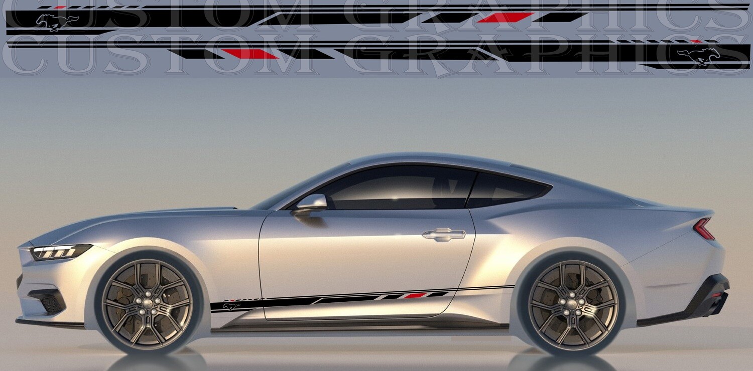 2x body decals side stripe sticker Compatible with Mustang GT 2024