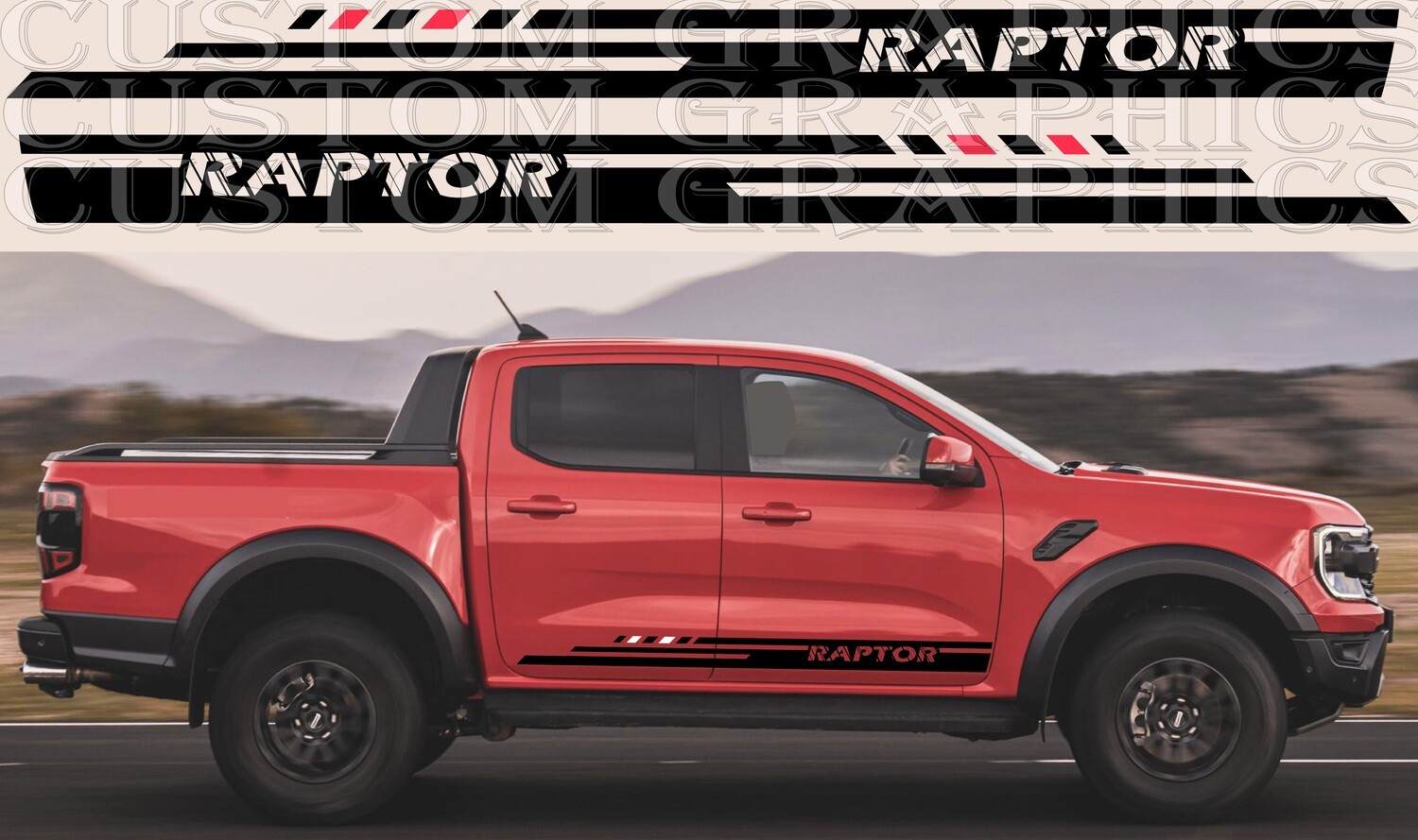 Set of Stickers Decal Stripe body kit Compatible with Ranger Raptor 2023