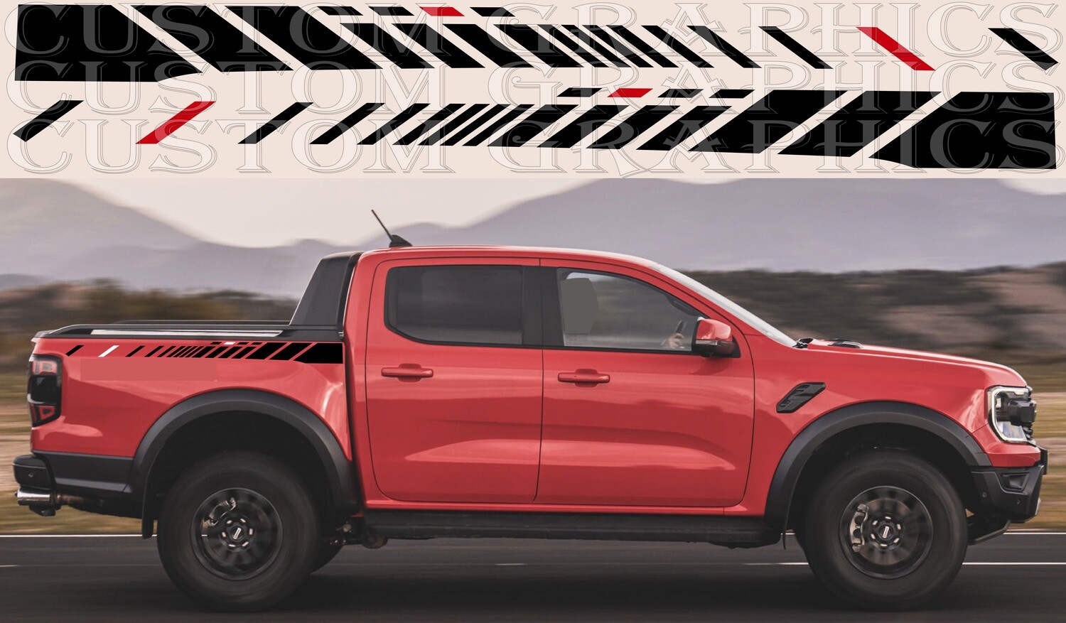 2X Side door stripe vinyl decal graphic Compatible with Ranger Raptor 2023