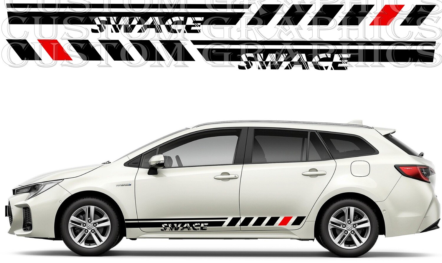 2X Side door stripe vinyl decal graphic Compatible with Swace 2021