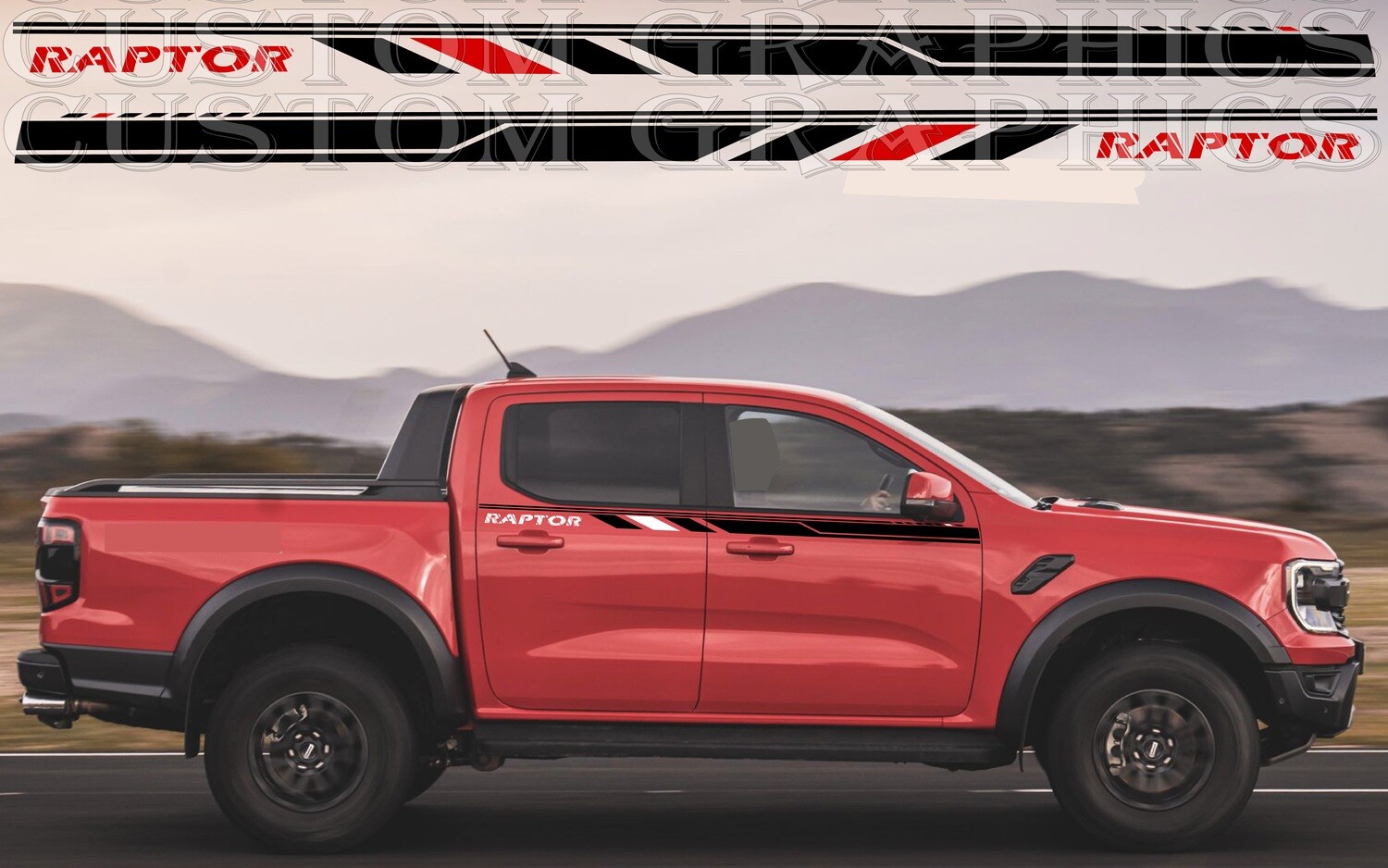 Decal Graphic Sticker Door Sport Stripe Kit Compatible with Ranger Raptor 2023