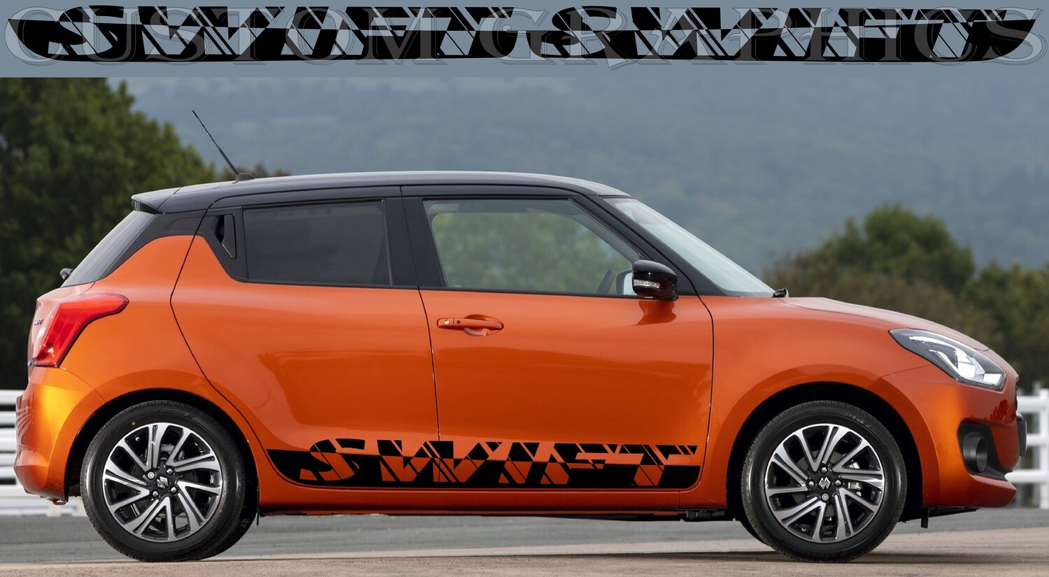 2X Side door stripe vinyl decal graphic sticker Kit Compatible with Suzuki Swift