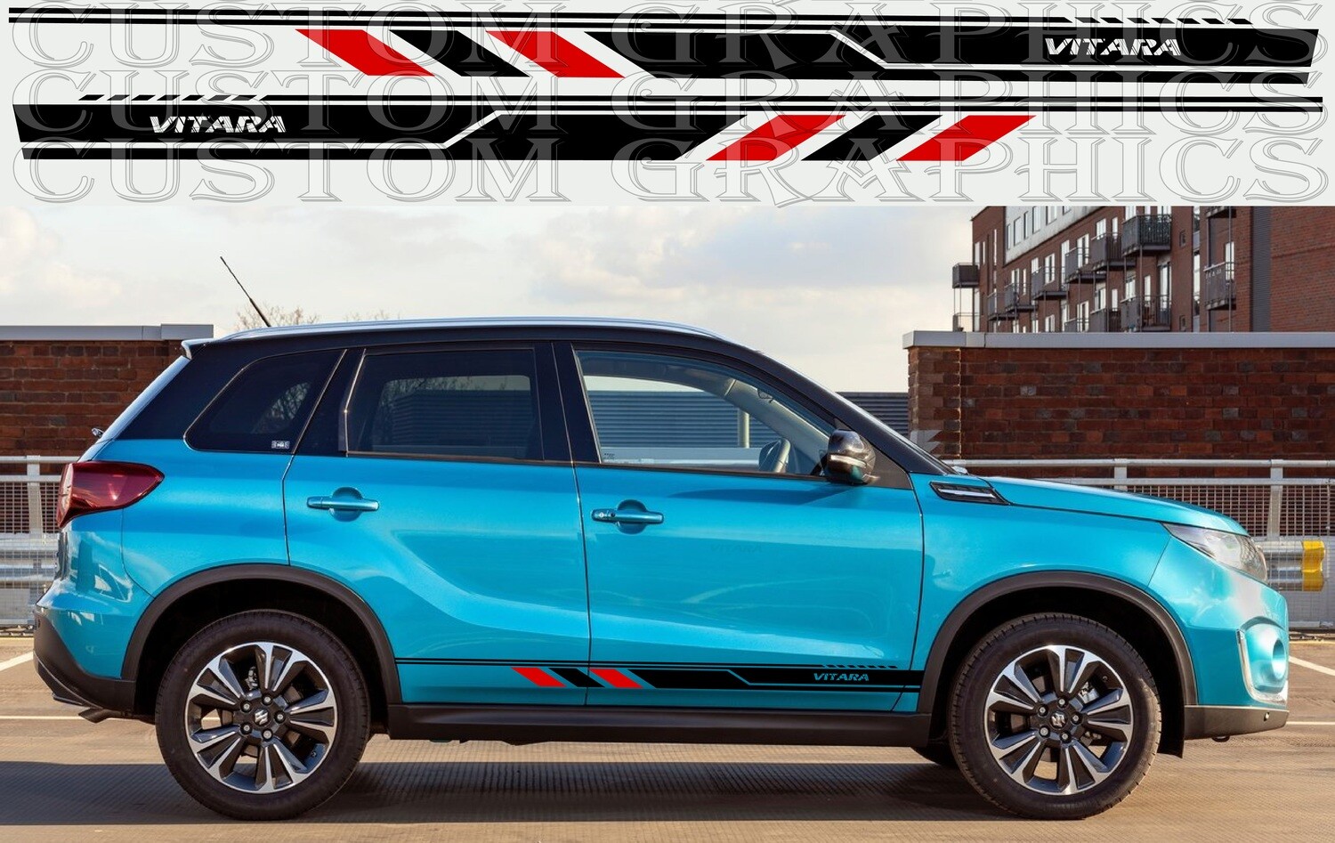 Pair of Sport Side Stripes Decal Sticker Vinyl Compatible with Vitara Hybrid 2020