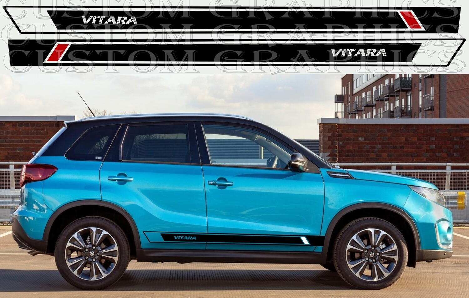 2x body decals side stripe Compatible with Vitara Hybrid 2020