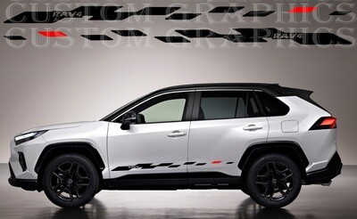Set of Racing Side Stripes Decal Compatible with RAV4 GR Sport 2023