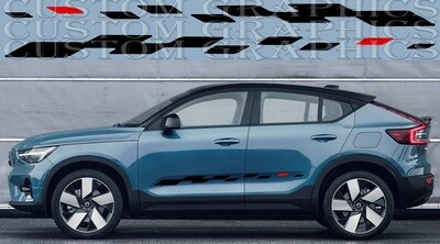 Pair of Sport Side Stripes Decal Sticker Vinyl Compatible with C40 Recharge 2022