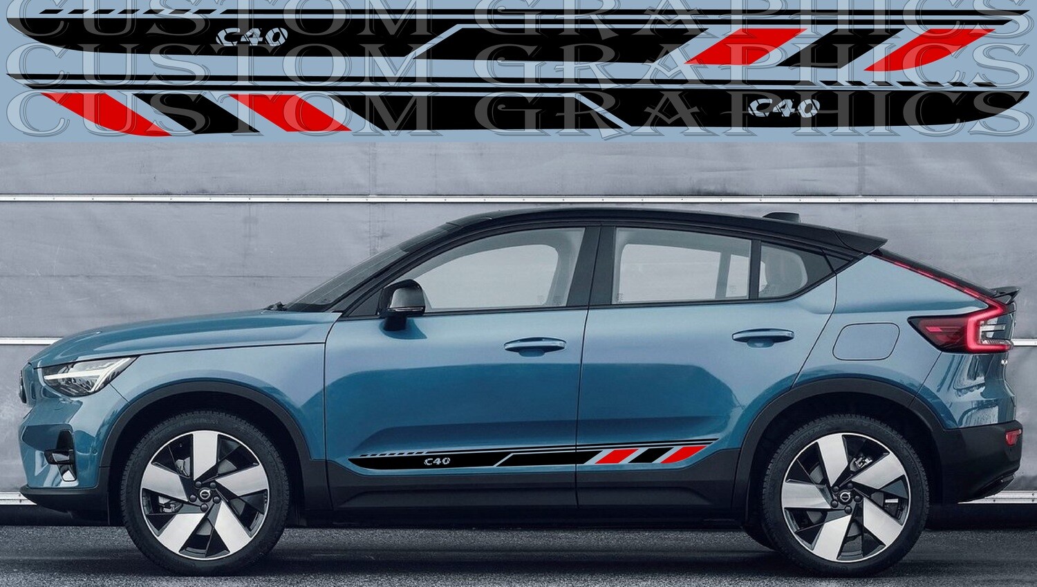 2x body decals side stripe sticker Compatible with C40 Recharge 2022