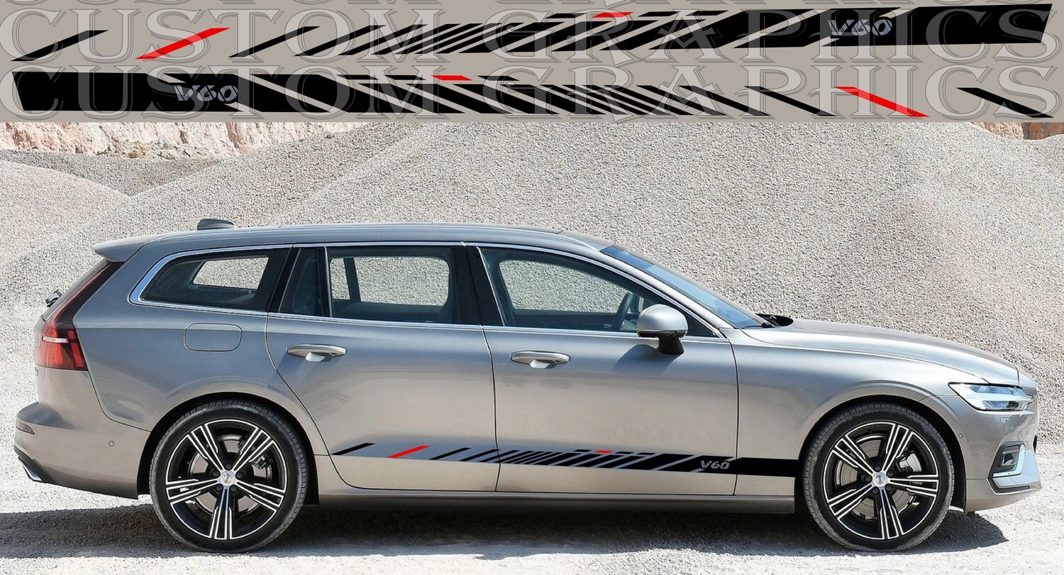 2x Sport Side door sticker racing design Compatible with V60 2019