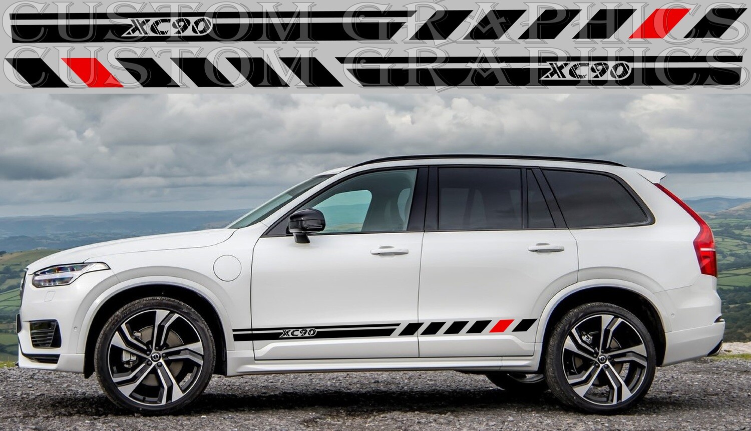 2X Side door stripe vinyl decal graphic sticker Kit Compatible with XC90 2020