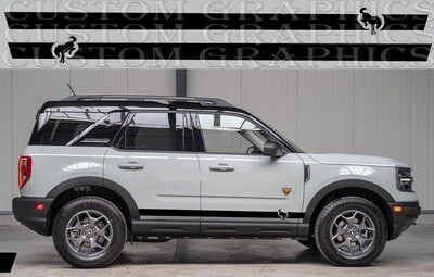 2x Side Door Stripe Custom kit Stickers Set Kit Compatible with Ford Bronco Sport