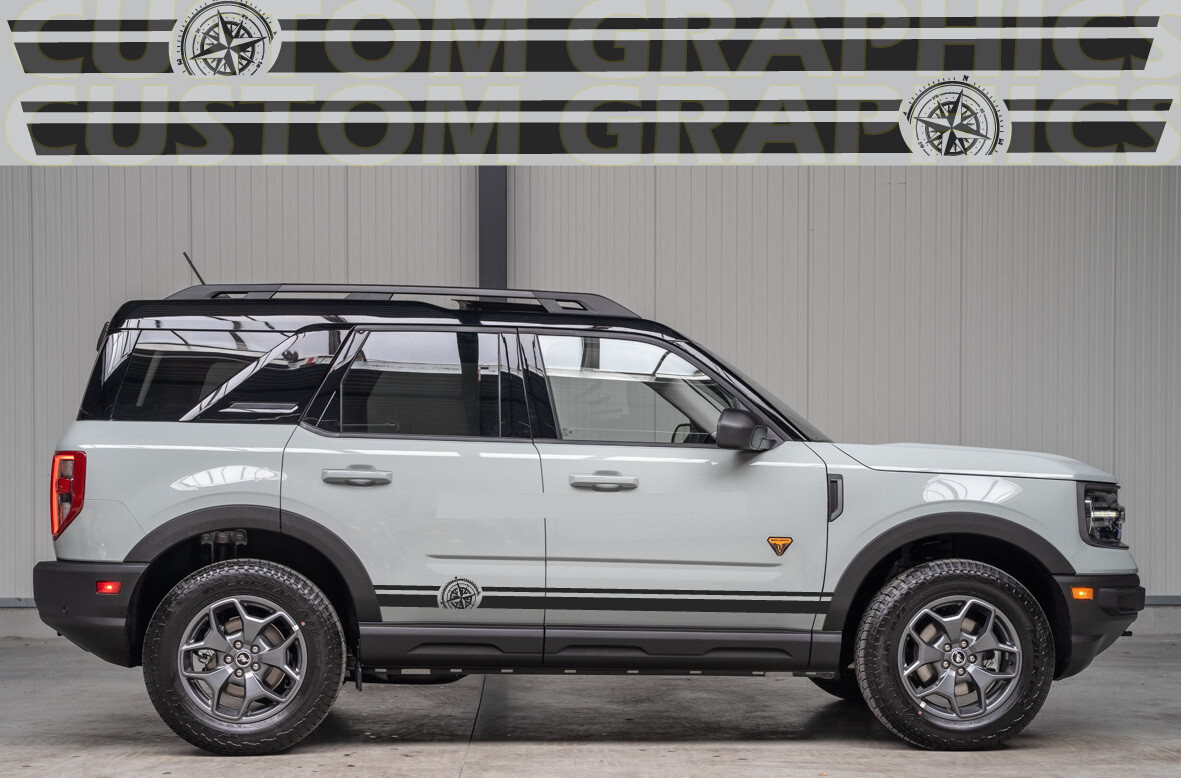 2x Side door vinyl decal sticker Compatible with Ford Bronco Sport